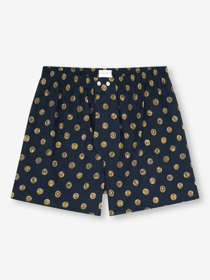 Classic Fit Boxer Shorts Men Derek Rose Classic Fit Boxers Ledbury 78 Cotton Batiste Navy