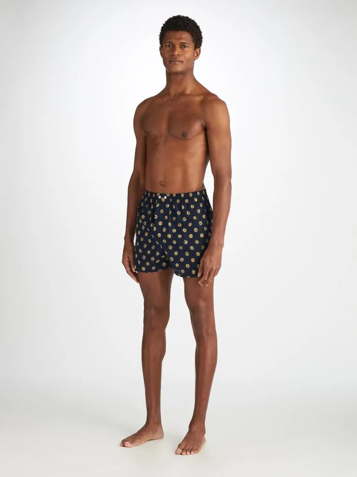 Classic Fit Boxer Shorts Men Derek Rose Classic Fit Boxers Ledbury 78 Cotton Batiste Navy