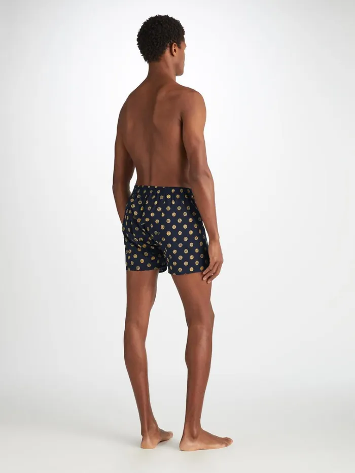 Classic Fit Boxer Shorts Men Derek Rose Classic Fit Boxers Ledbury 78 Cotton Batiste Navy