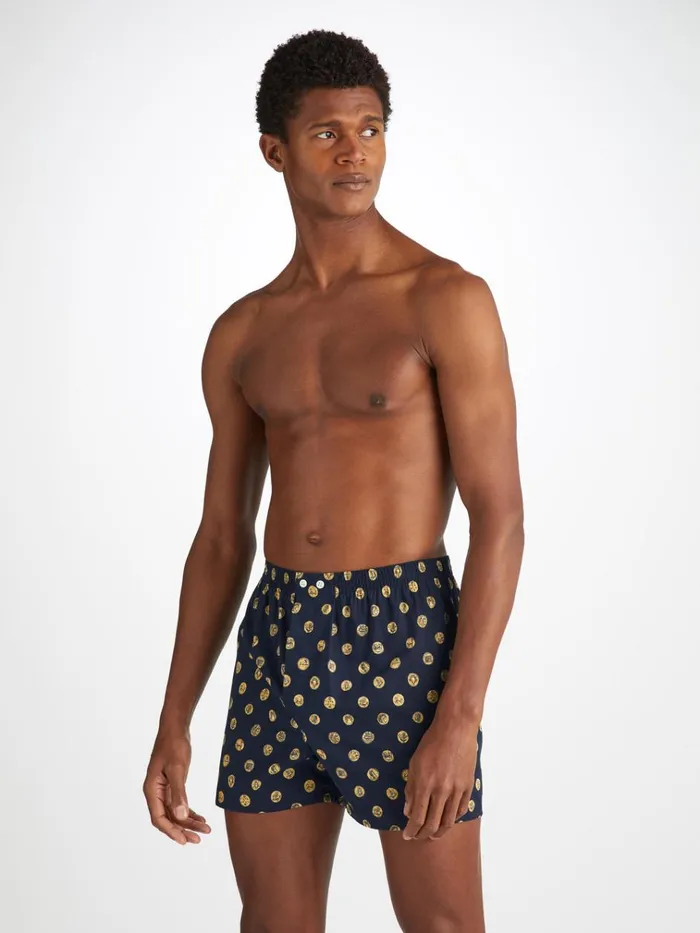 Classic Fit Boxer Shorts Men Derek Rose Classic Fit Boxers Ledbury 78 Cotton Batiste Navy