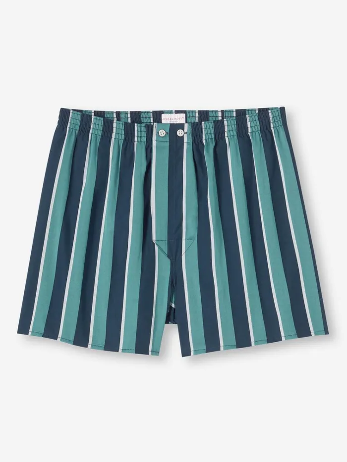 Classic Fit Boxer Shorts Men Derek Rose Classic Fit Boxers Royal 221 Cotton Teal
