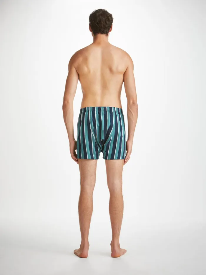 Classic Fit Boxer Shorts Men Derek Rose Classic Fit Boxers Royal 221 Cotton Teal