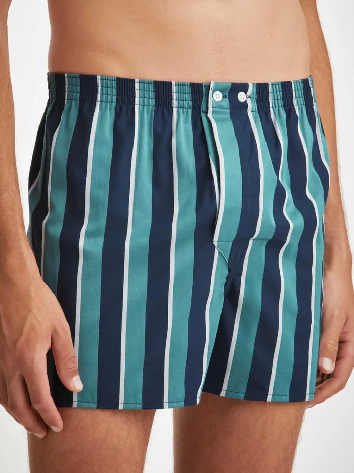 Classic Fit Boxer Shorts Men Derek Rose Classic Fit Boxers Royal 221 Cotton Teal