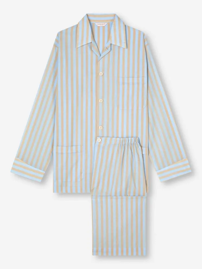 Classic Fit Pajamas Men Derek Rose Classic Fit Pajamas Amalfi 20 Cotton Batiste Blue
