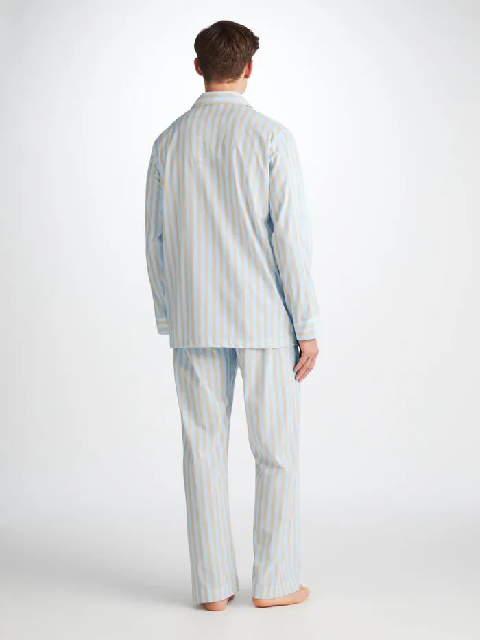 Classic Fit Pajamas Men Derek Rose Classic Fit Pajamas Amalfi 20 Cotton Batiste Blue