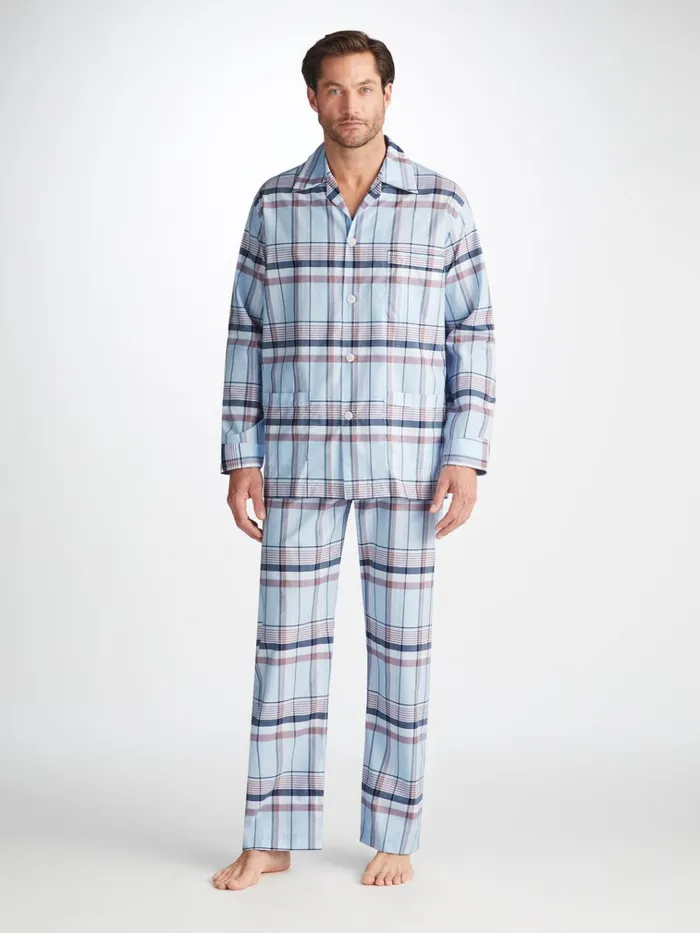 Classic Fit Pajamas Men Derek Rose Classic Fit Pajamas Barker 38 Cotton Blue