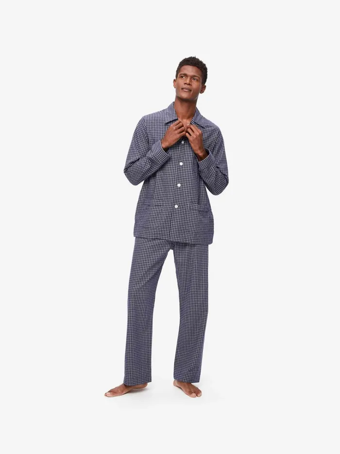 Classic Fit Pajamas Men Derek Rose Classic Fit Pajamas Braemar 32 Brushed Cotton Navy