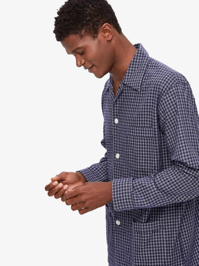 Classic Fit Pajamas Men Derek Rose Classic Fit Pajamas Braemar 32 Brushed Cotton Navy