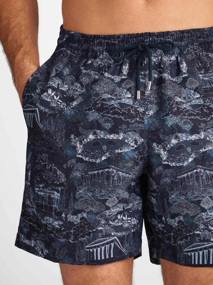 Classic Fit Swim Shorts Men Derek Rose Swim Shorts Maui 66 Navy