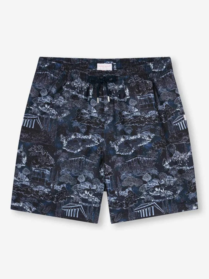 Classic Fit Swim Shorts Men Derek Rose Swim Shorts Maui 66 Navy