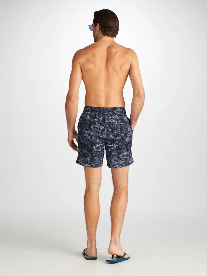 Classic Fit Swim Shorts Men Derek Rose Swim Shorts Maui 66 Navy