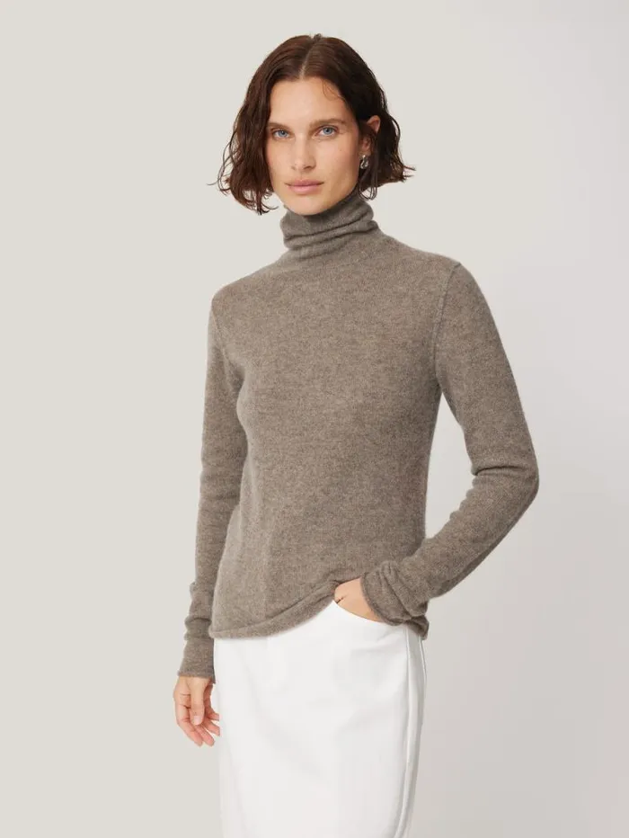 Cloud Cashmere Polo Jumper Taupe Women Jigsaw Knitwear and Cashmere