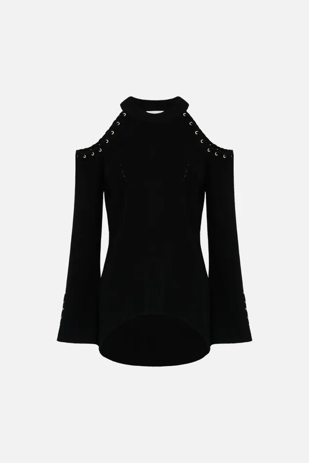 COLD SHOULDER FLARED SLEEVE KNIT THEY CALLED HER NEFERTARI They Called Her Nefertari Womens Camilla Knitwear