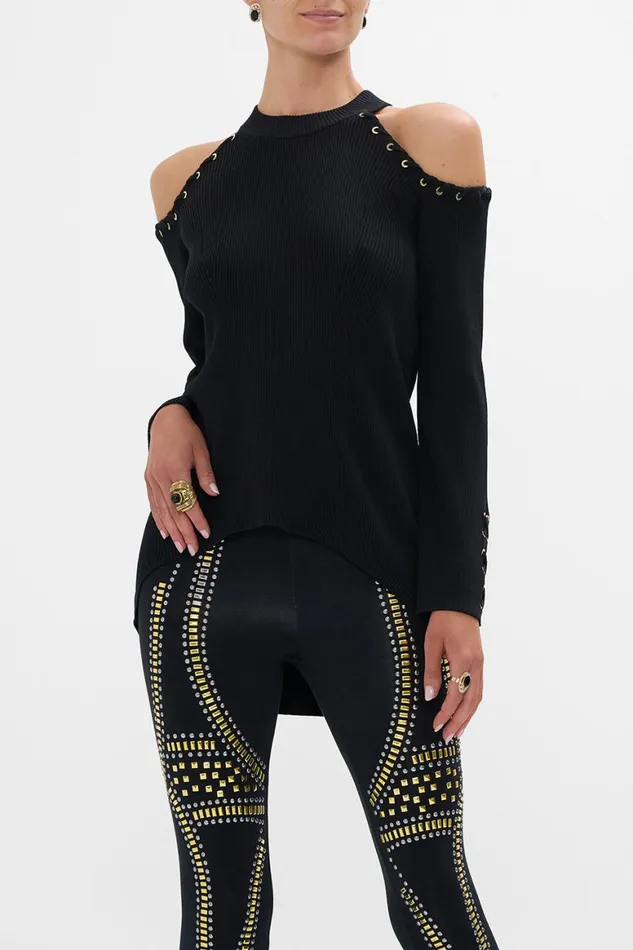 COLD SHOULDER FLARED SLEEVE KNIT THEY CALLED HER NEFERTARI They Called Her Nefertari Womens Camilla Knitwear