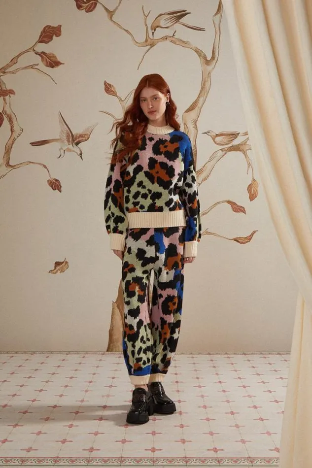 Colorful Leopards Knit Pants Women FARM Rio Pants