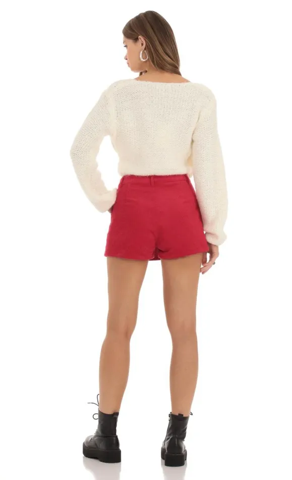 Corduroy Button Skort Red Women LUCY IN THE SKY Skirts Corduroy Button Skort Red Women LUCY IN THE SKY Skirts