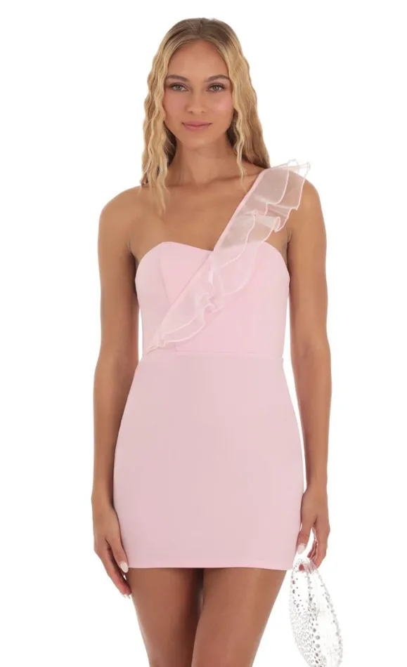 Corset One Shoulder Dress Pink Women LUCY IN THE SKY Mini Dresses Corset One Shoulder Dress Pink Women LUCY IN THE SKY Mini Dresses