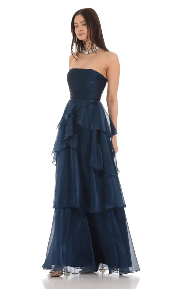 Corset Ruffle Strapless Maxi Dress Navy Women LUCY IN THE SKY Maxi Dresses Corset Ruffle Strapless Maxi Dress Navy Women LUCY IN THE SKY Maxi Dresses