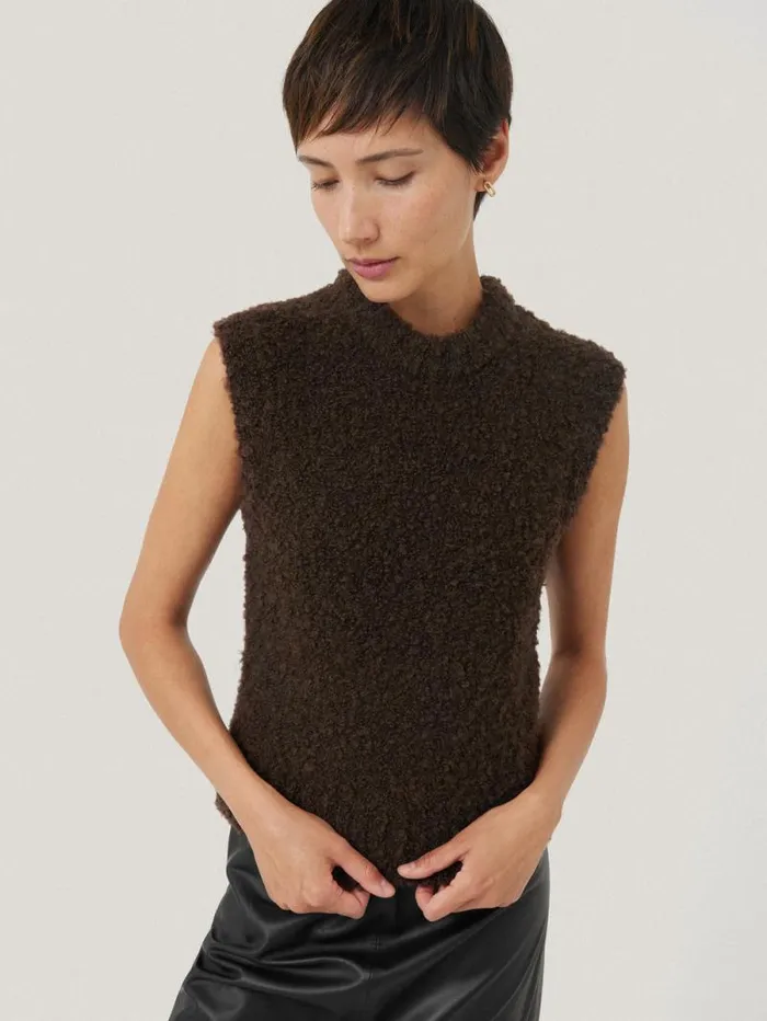 Cosy Boucle Tank And Snood Brown Women Jigsaw Knitwear and Cashmere