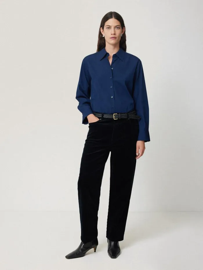 Cotton Casual Shirt Blue Women Jigsaw Shirts and Tops
