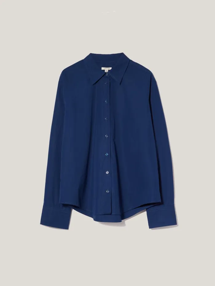 Cotton Casual Shirt Blue Women Jigsaw Shirts and Tops
