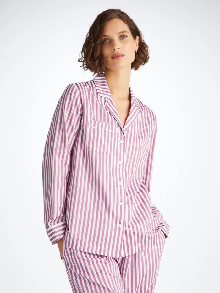 Cotton Pajamas Women Derek Rose Pajamas Capri 23 Cotton Batiste Purple