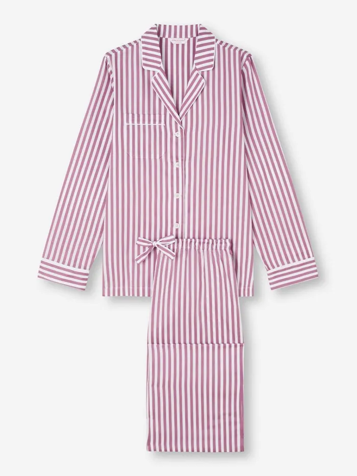 Cotton Pajamas Women Derek Rose Pajamas Capri 23 Cotton Batiste Purple