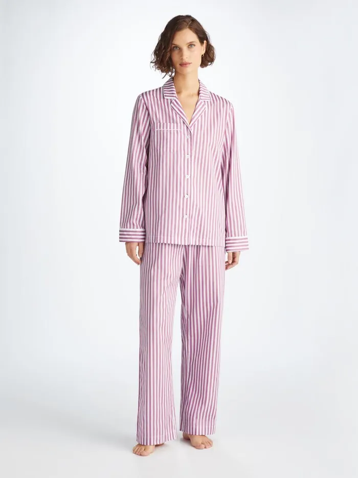 Cotton Pajamas Women Derek Rose Pajamas Capri 23 Cotton Batiste Purple