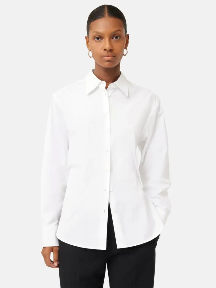 Cotton Poplin Shirt White Women Jigsaw Shirts and Tops