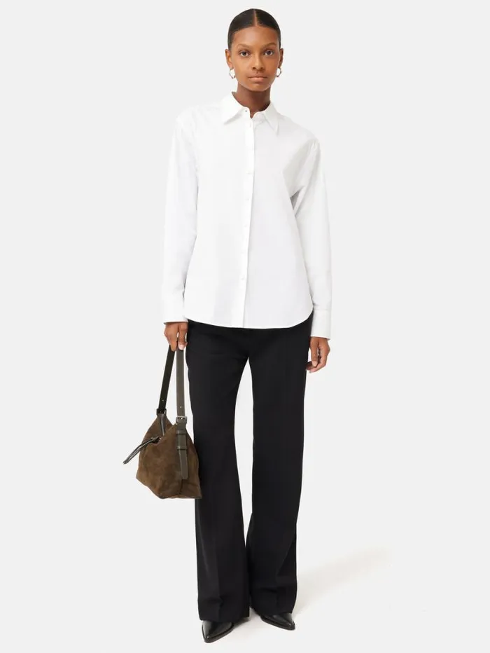 Cotton Poplin Shirt White Women Jigsaw Shirts and Tops