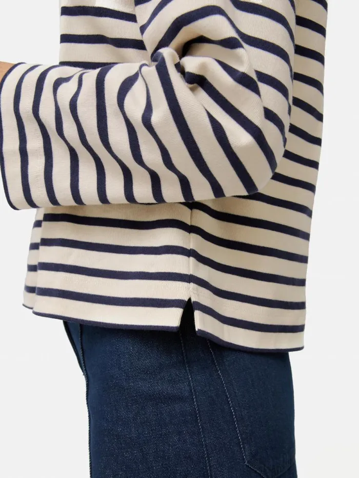 Cotton Stripe Sweatshirt Navy Women Jigsaw Shirts and Tops