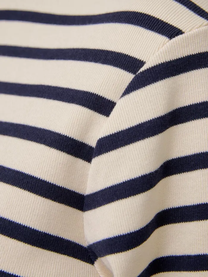 Cotton Stripe Sweatshirt Navy Women Jigsaw Shirts and Tops