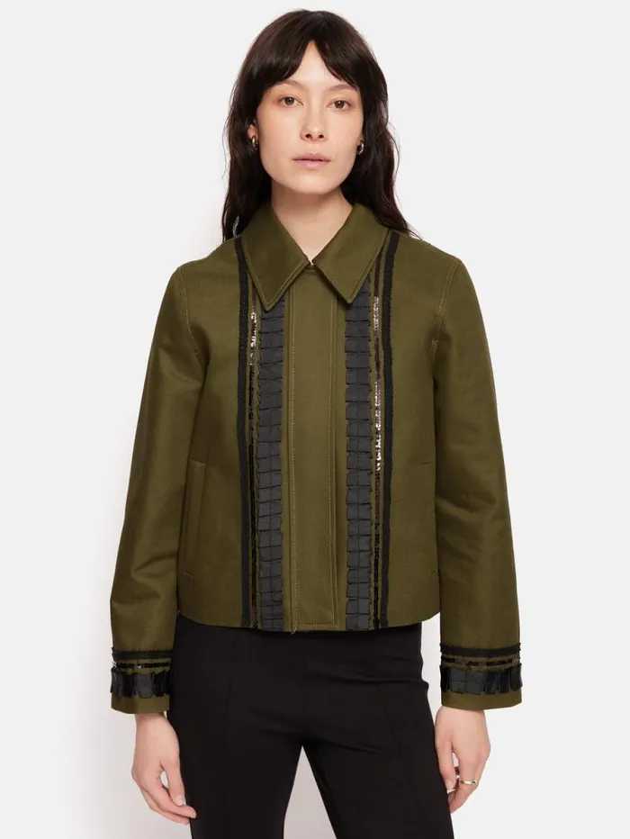 Cotton Trim Detail Jacket Khaki Women Jigsaw Coords