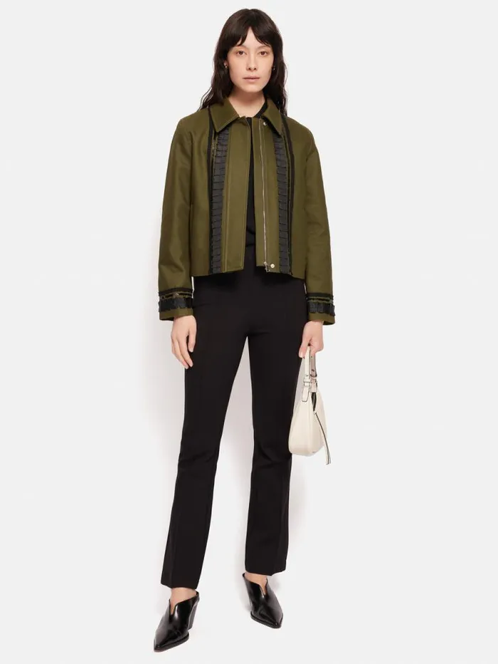 Cotton Trim Detail Jacket Khaki Women Jigsaw Coords