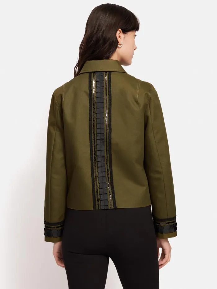 Cotton Trim Detail Jacket Khaki Women Jigsaw Coords