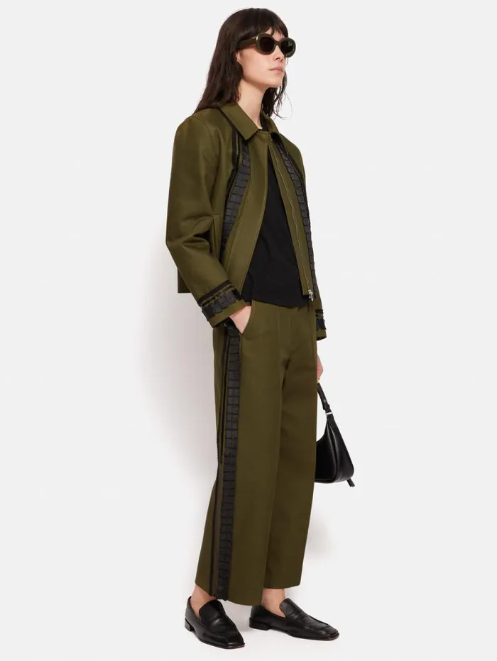 Cotton Trim Detail Jacket Khaki Women Jigsaw Coords
