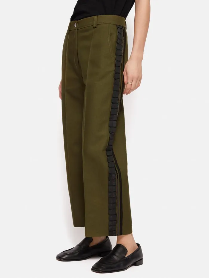 Cotton Trim Detail Trouser Khaki Women Jigsaw Trousers