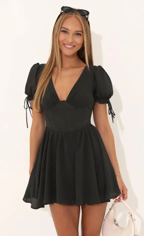 Crepe Corset Dress Black Women LUCY IN THE SKY Mini Dresses Crepe Corset Dress Black Women LUCY IN THE SKY Mini Dresses