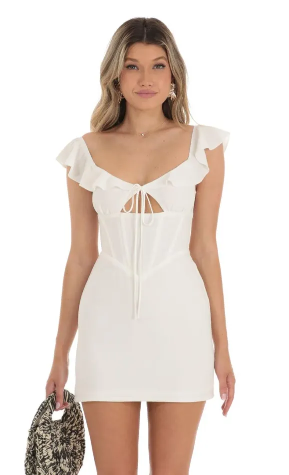 Crepe Corset Dress White Women LUCY IN THE SKY Mini Dresses
