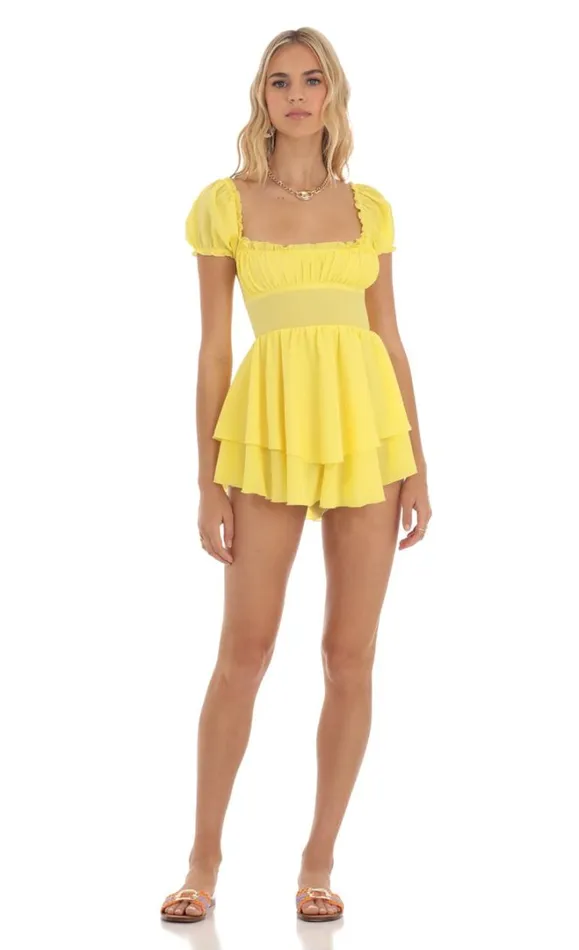 Crepe Romper Yellow Women LUCY IN THE SKY Rompers