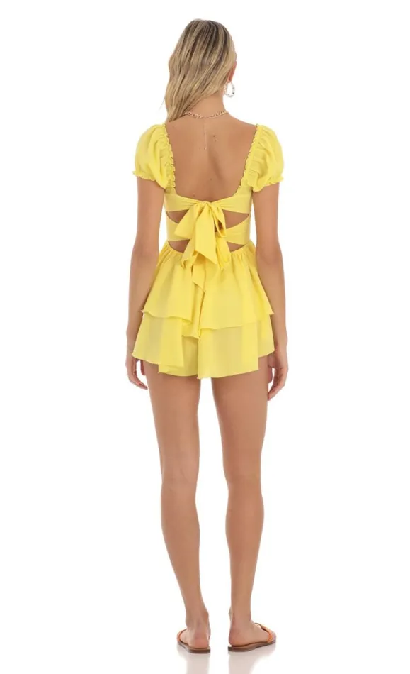 Crepe Romper Yellow Women LUCY IN THE SKY Rompers Crepe Romper Yellow Women LUCY IN THE SKY Rompers
