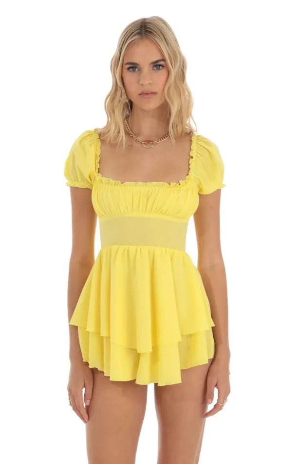 Crepe Romper Yellow Women LUCY IN THE SKY Rompers Crepe Romper Yellow Women LUCY IN THE SKY Rompers