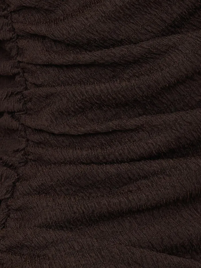 Crinkle Ruched Corsage Dress Dark Brown Women Jigsaw Dresses and Jumpsuits