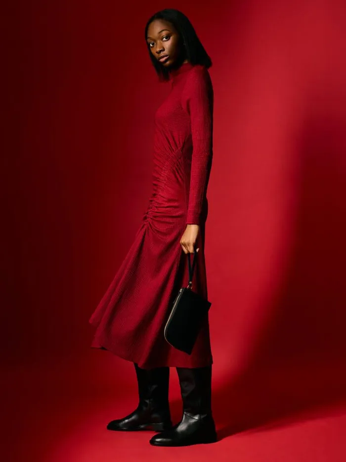 Crinkle Ruched Jersey Dress Red Women Jigsaw Party