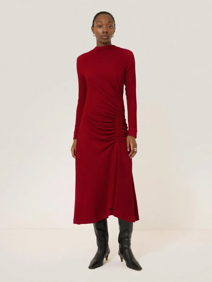 Crinkle Ruched Jersey Dress Red Women Jigsaw Party