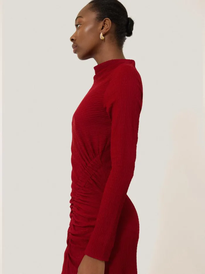 Crinkle Ruched Jersey Dress Red Women Jigsaw Party