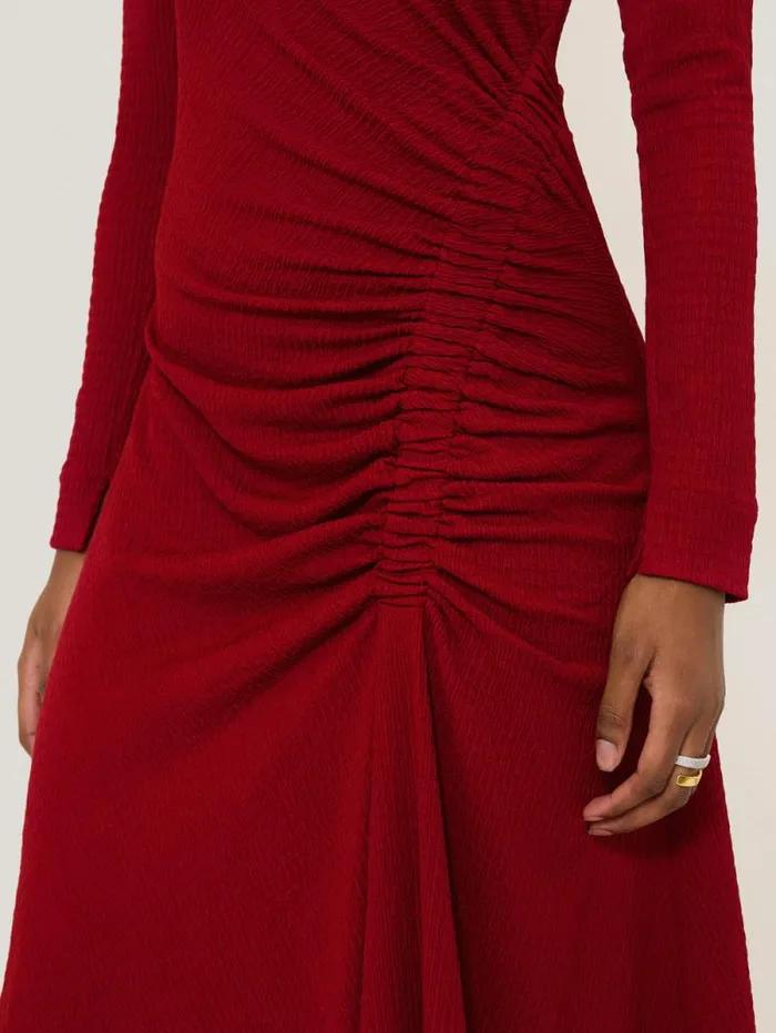 Crinkle Ruched Jersey Dress Red Women Jigsaw Party