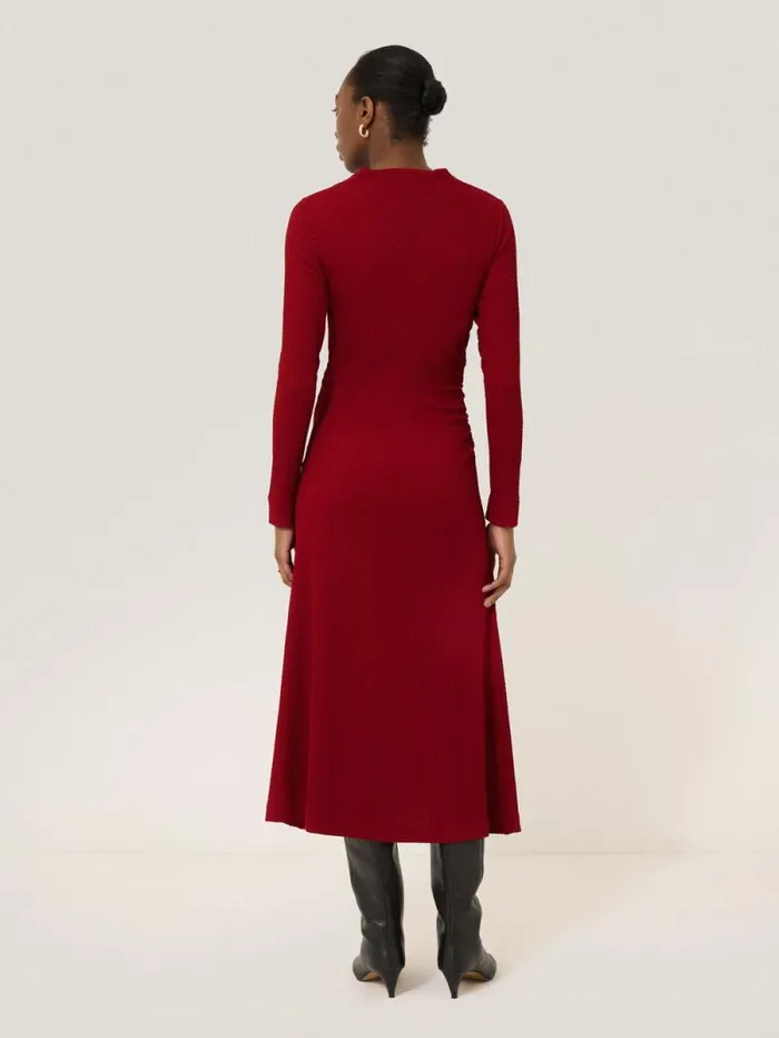 Crinkle Ruched Jersey Dress Red Women Jigsaw Party