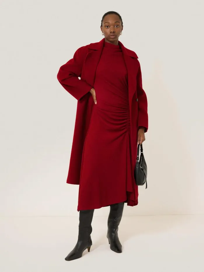 Crinkle Ruched Jersey Dress Red Women Jigsaw Party