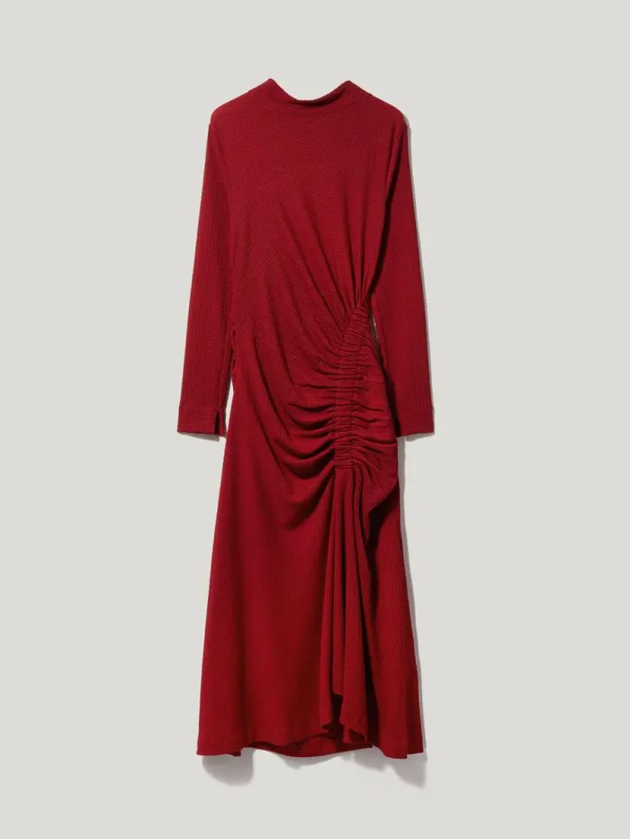 Crinkle Ruched Jersey Dress Red Women Jigsaw Party